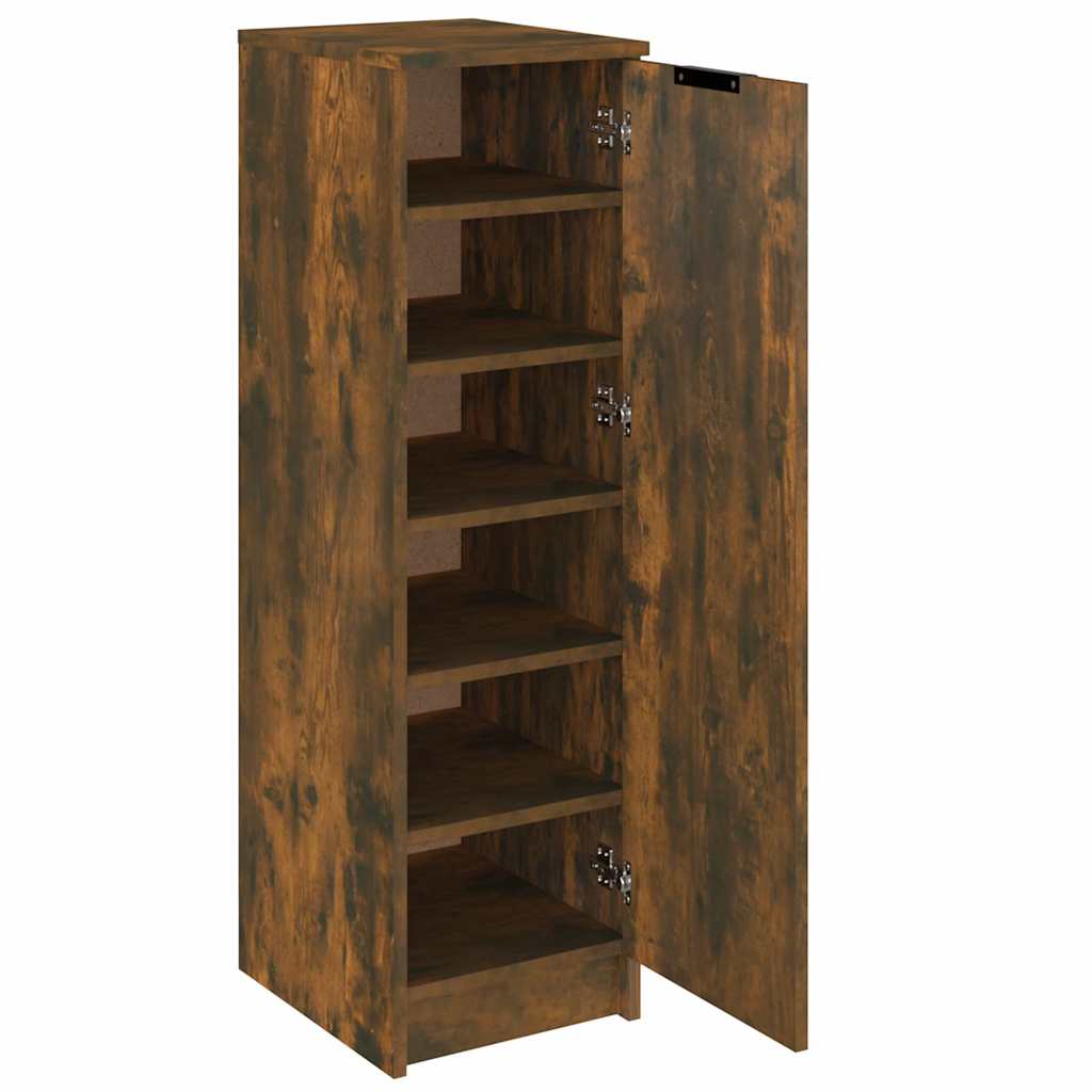 Shoe Cabinet Smoked Oak 30x35x100 cm Engineered Wood